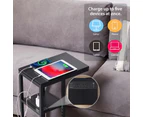 Casadiso Mintaka Pro: E-Shaped Sofa Side Table with Built-in Power Board, Black