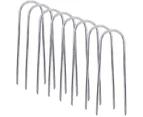 8pcs Extra Long 25 cm U Shaped Tent Pegs Metal Heavy Duty, Garden Stakes