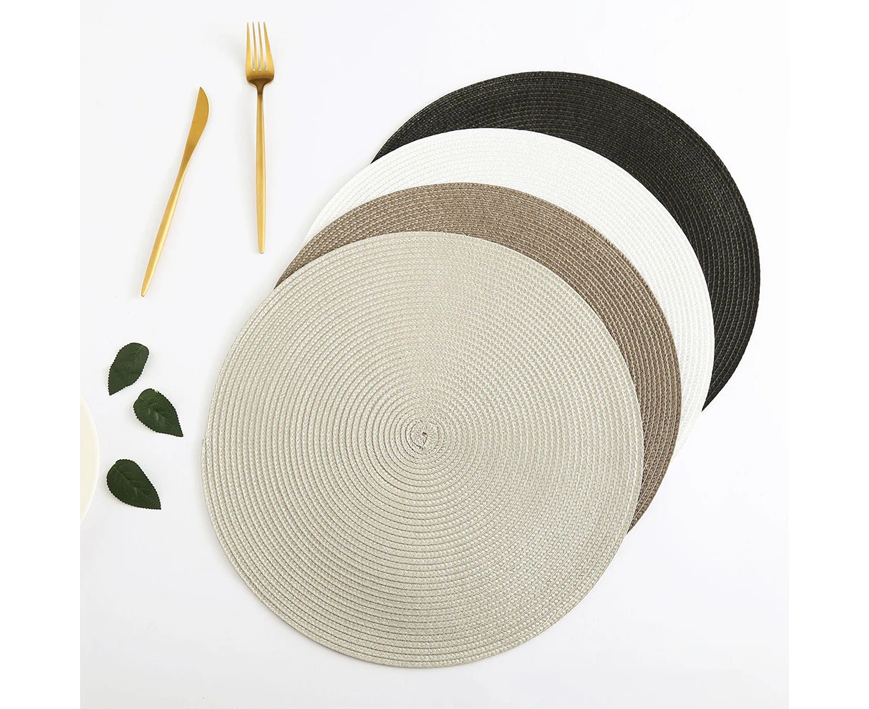 Round Shape PP Heat Insulation Anti-Slip Pad Coaster Table Bowl Pan Place Mat Light Grey