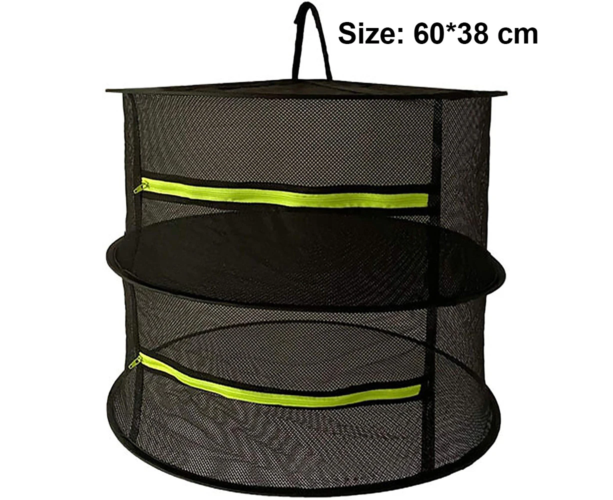 Herb Drying Rack Plant Hanging Net Drain Rack Drying Net Mesh Dry Net with Yellow Zipper