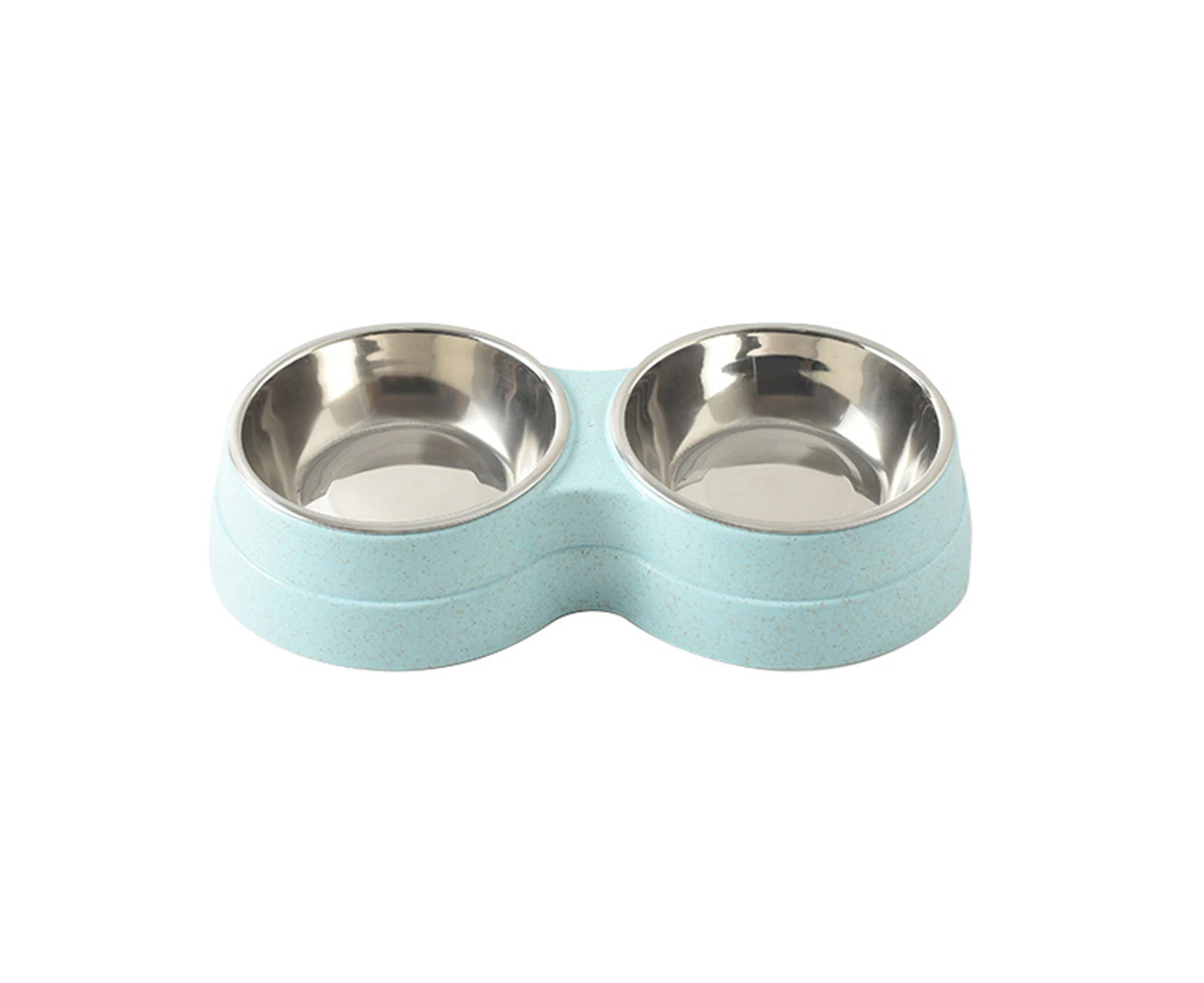 Pet Food Bowl Double Bowl Detachable Stainless Steel Dog Water Feeder Cat Dishes Pet Supplies-Blue