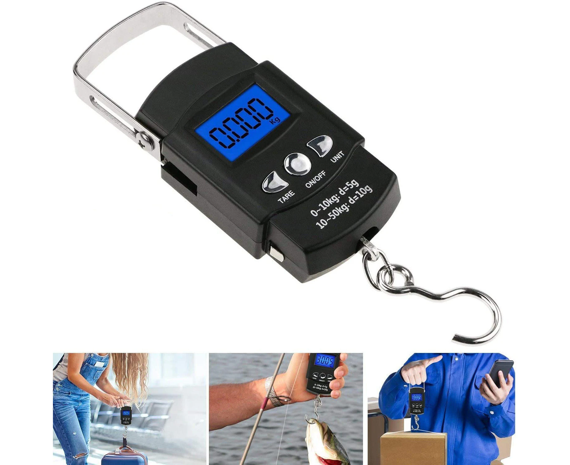 Portable Travel Fishing Scale 50kg Backlight LCD Screen Electronic Scales Digital Fish Hook Scale