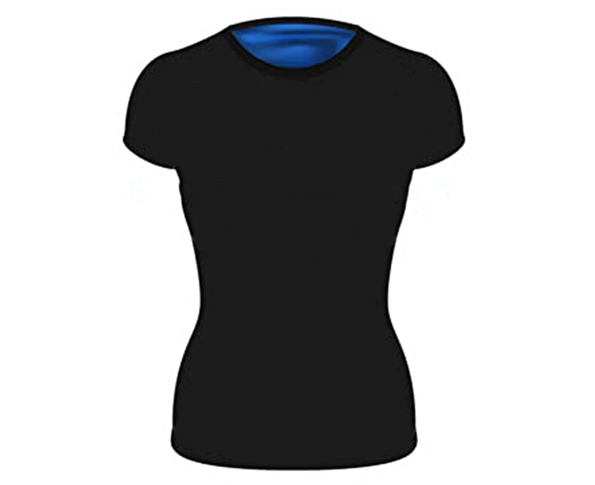 Sauna Top Heat Trapping Round Neck Soft Women Body Shaper Sweat Suit Sleeve for Workout-Black + Blue