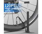 Bicycle Pump Portable 120PSI Aluminium Alloy High Pressure Cycling Air Inflator Valve for Outdoor Travel-Black