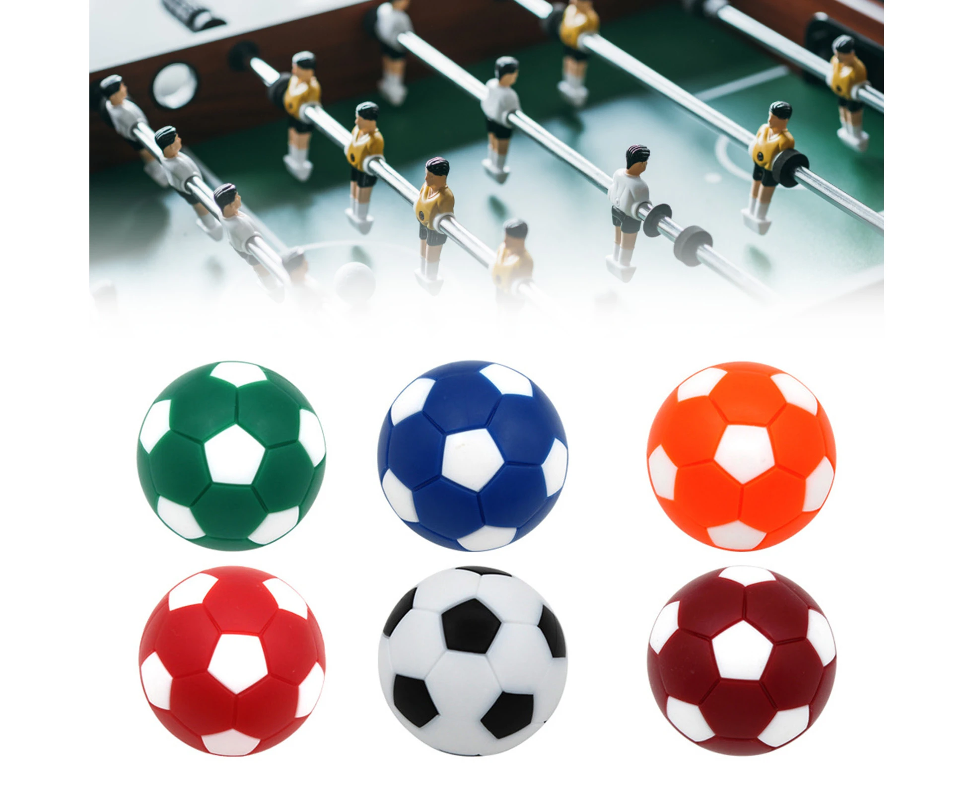 6Pcs Table Soccer Ball Eye-catching Replacement Multicolor Foosball Table Mini Ball for Indoor