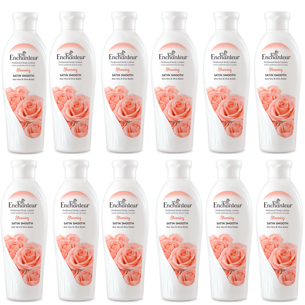 Enchanteur Stunning Perfumed Body Lotion Satin Smooth 100ml x 12 Value Pack