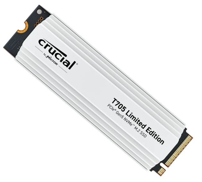 Crucial T705 2TB Gen5 NVMe SSD with White Heatsink