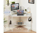 Casadiso L-Shaped Corner Desk with Built-In Power Board, White Gaming Desk with Charging Station (Casadiso Albali Pro)