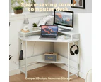 Casadiso L-Shaped Corner Desk with Built-In Power Board, White Gaming Desk with Charging Station (Casadiso Albali Pro)