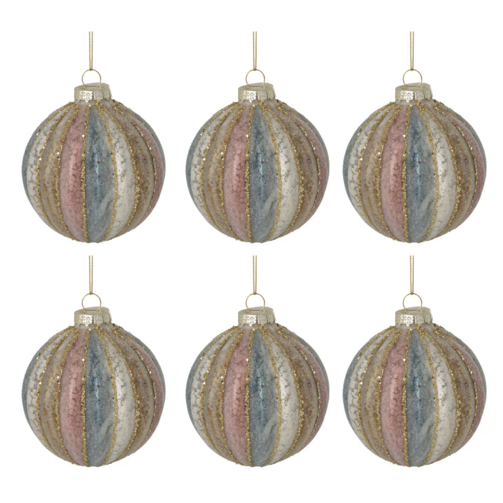 Cimmon Boxed Set of 6 Baubles Champagne 8cm