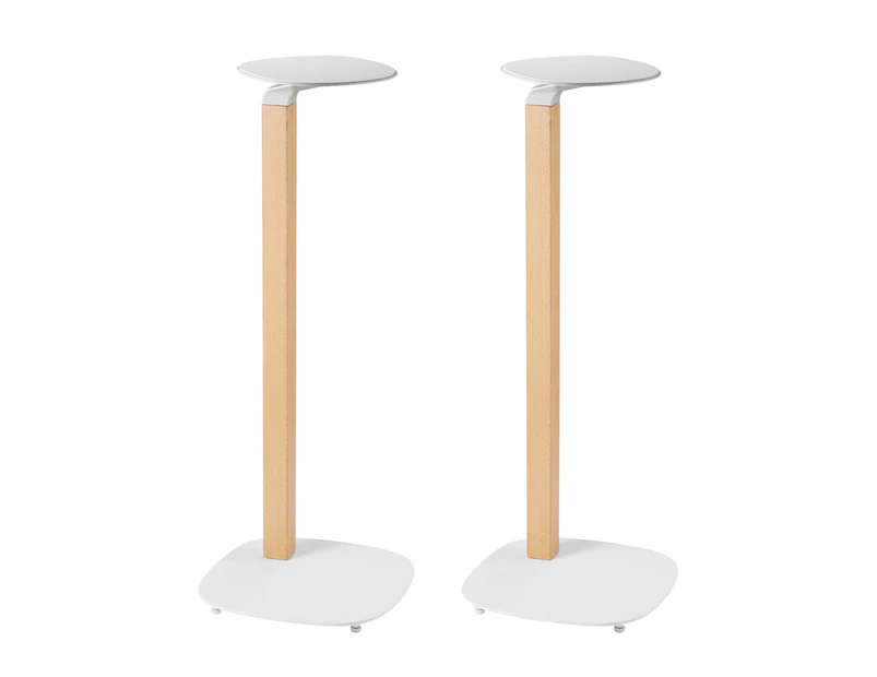 Premium RAXX Pedestal Stands Pair 78cm Tall for Bookshelf Speakers - White/Beech