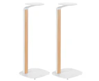 Premium RAXX Pedestal Stands Pair 78cm Tall for Bookshelf Speakers - White/Beech