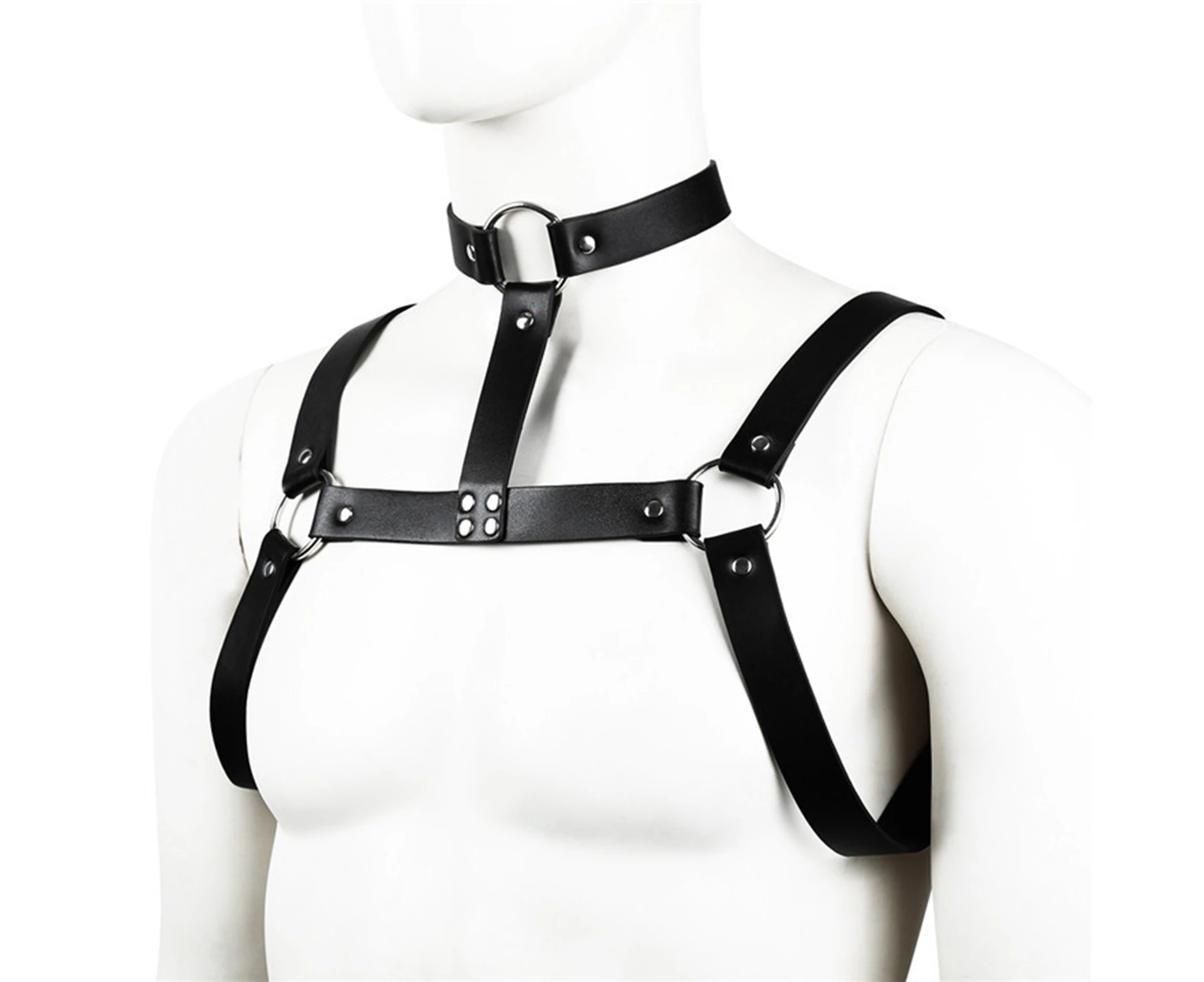 Adjustable Leather Harness Body Restraint Bondage Strap Couples Adult Sex Toy-Black