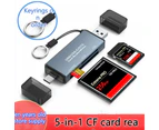 CF/SD/TF Card Reader, Aluminum USB-A and USB C Multi Memory Card Adapter Compact Flash Reader Supports CF/SD/MicroSD Compatible MacBook Pro Laptop PC