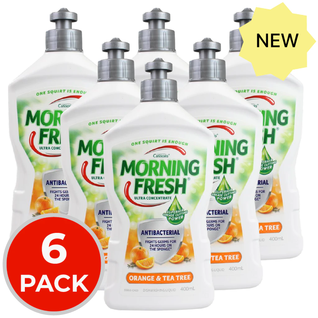 6 x Morning Fresh 400mL Dishwashing Liquid Ultra Concentrate Antibacterial Orange & Tea Tree