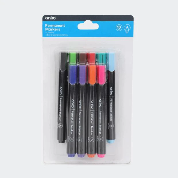 Permanent Markers, 10 Pack - Anko