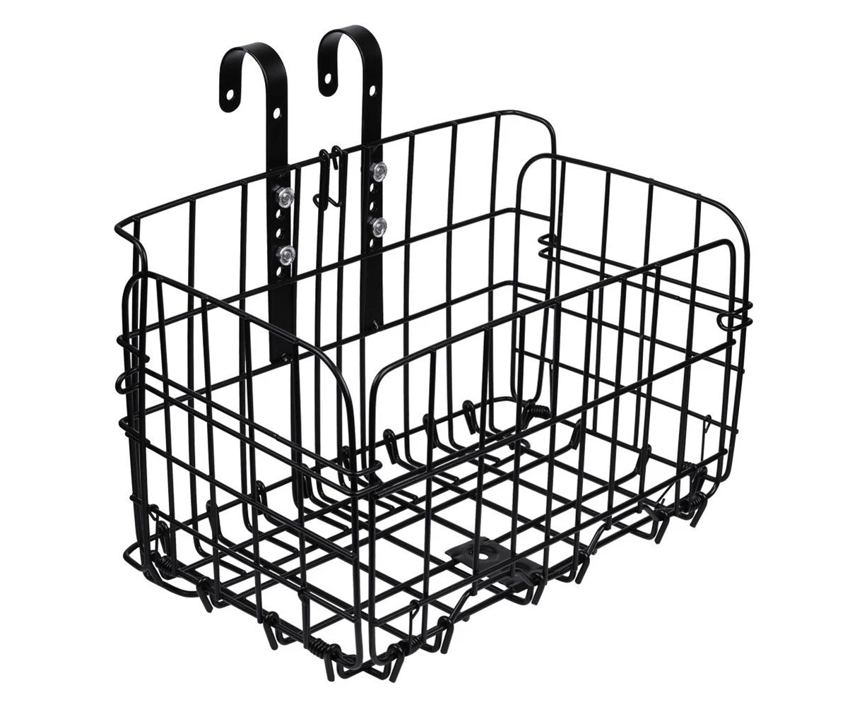 Foldable Bicycle Bike Basket Front Rear Metal Wire Adjustable Storage Carrier-Black