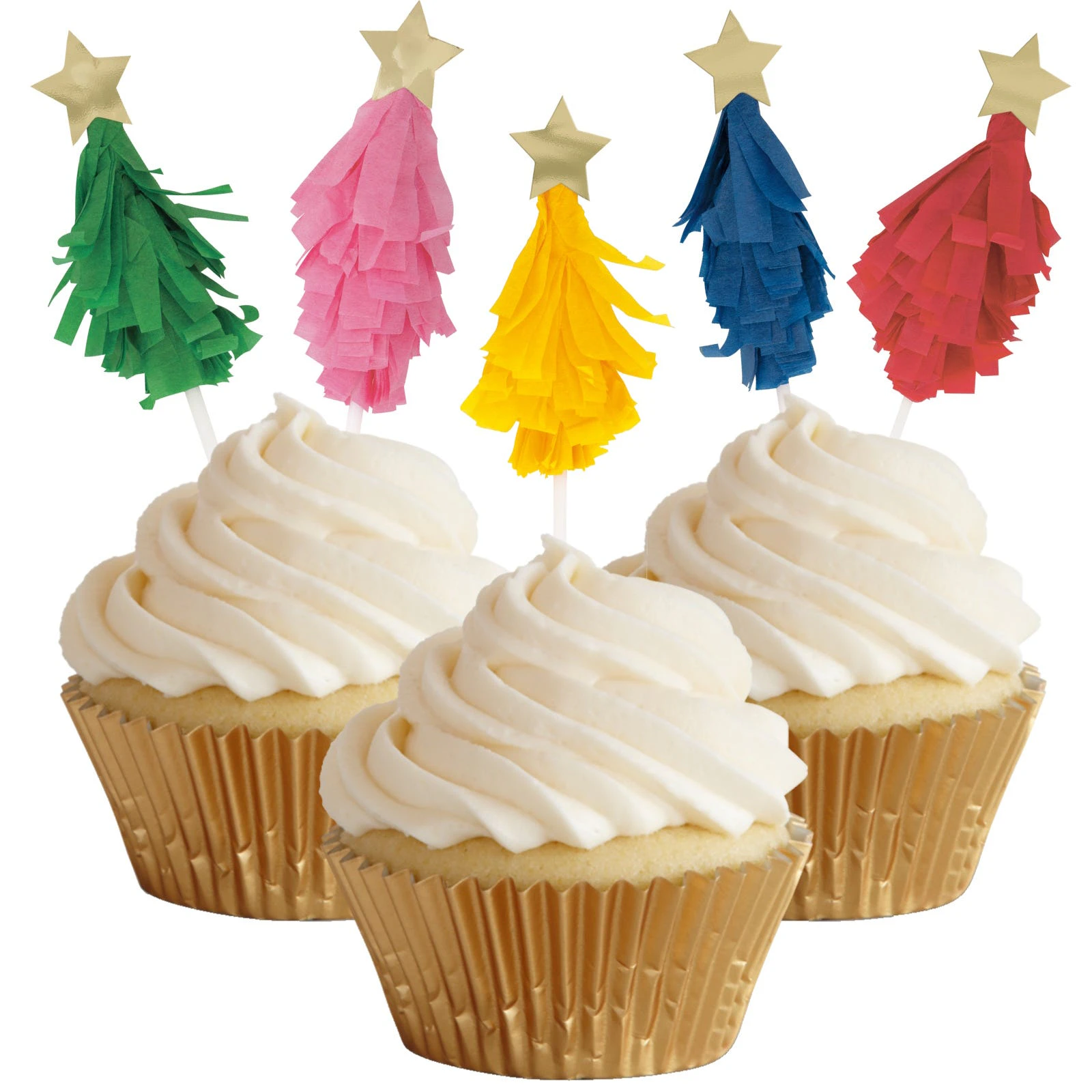 Festive Christmas Tree Cake Toppers (Pack of 6)