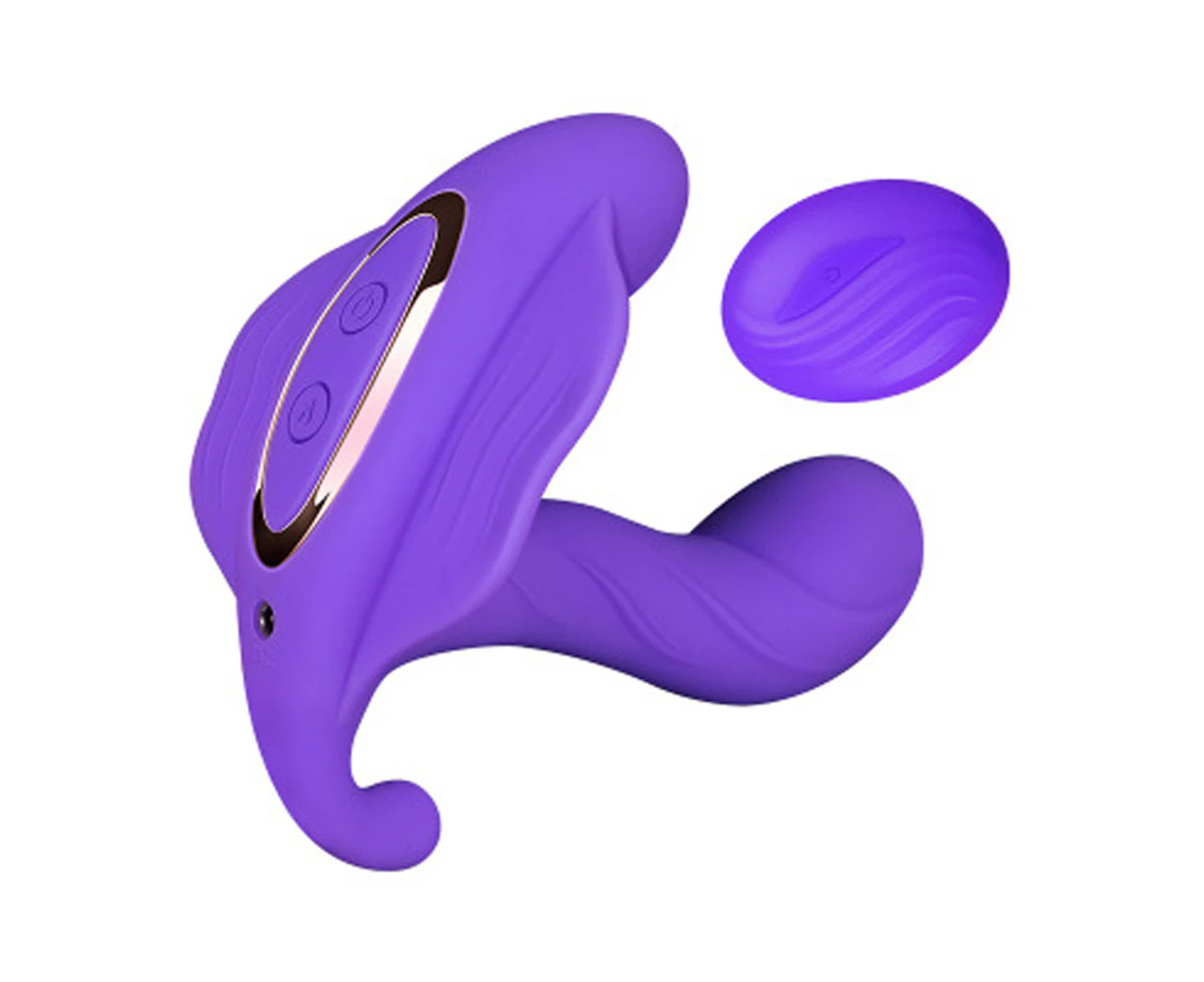 Smart Heating 10 Frequency Butterfly Wearable Dildo Vibrator G Spot Stimulator-Purple