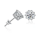 925 Sterling Silver Small Crown Women Men CZ Crystal Solitaire Stud Earrings