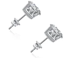 925 Sterling Silver Small Crown Women Men CZ Crystal Solitaire Stud Earrings