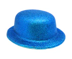 Blue Glitter Bowler Hat