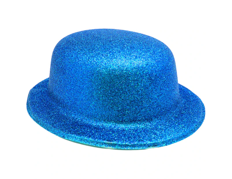 Blue Glitter Bowler Hat