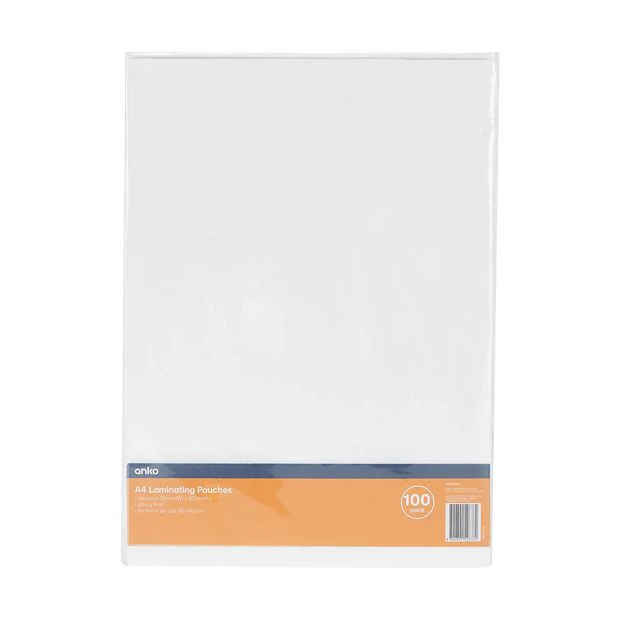 A4 Laminating Pouches, 100 Pack - Anko