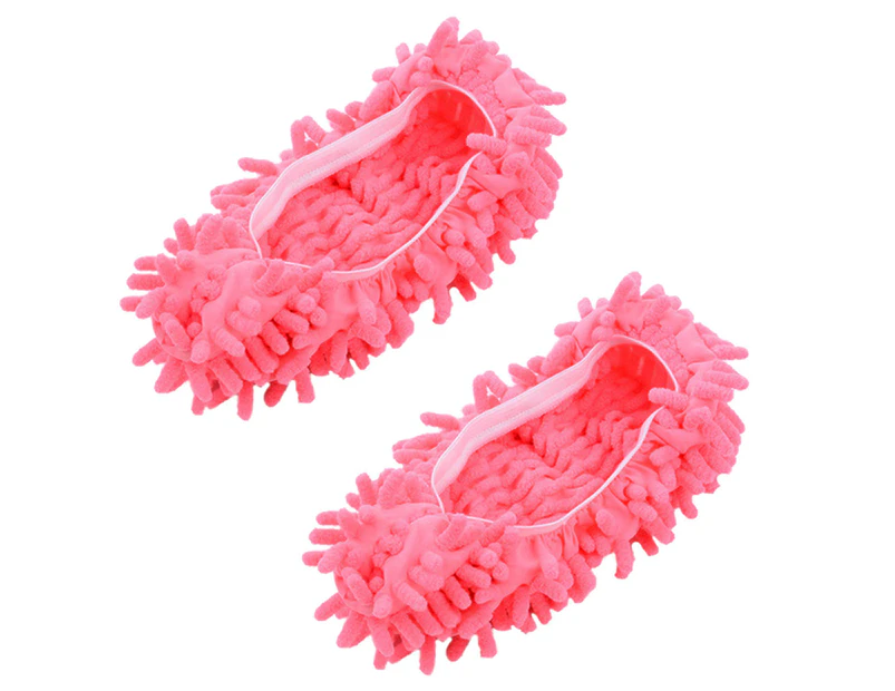 2Pcs/10Pcs Bathroom Kitchen Cleaner Mop Fuzzy Slipper Floor Cleaning Shoe Cover-Pink - Pink