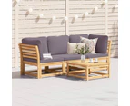 vidaXL 3 Piece Garden Lounge Set with Cushions Solid Wood Acacia