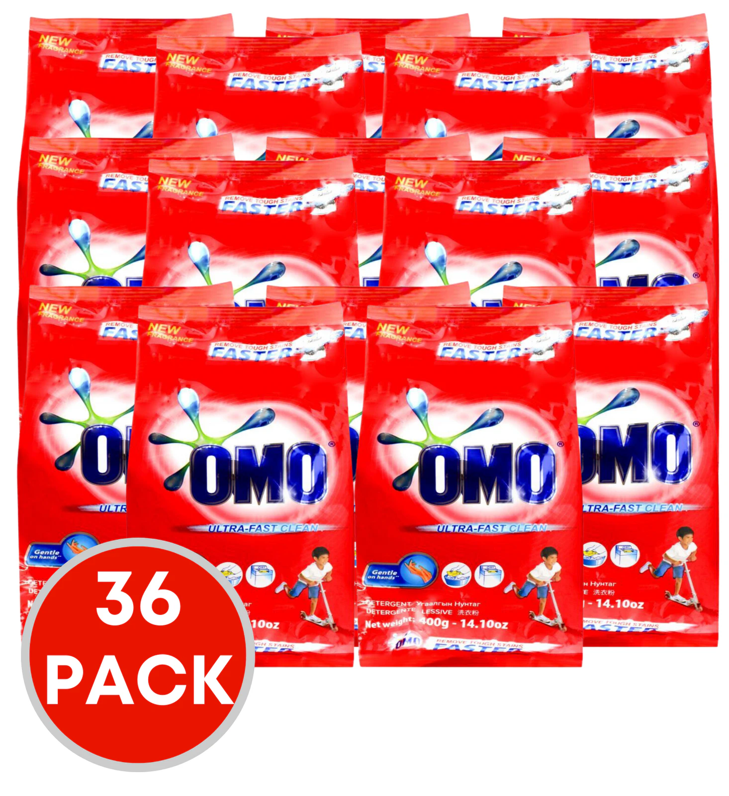 36 x OMO Laundry Detergent Powder Ultra Fast Clean 400g