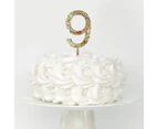 Gold Rainbow Glitter Acrylic Number 9 Cake Topper