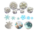 6 Pcs Fondant Cookie Cutter Snowflakes Cookie Cutter Ejector Stamp Cake Decoration Set