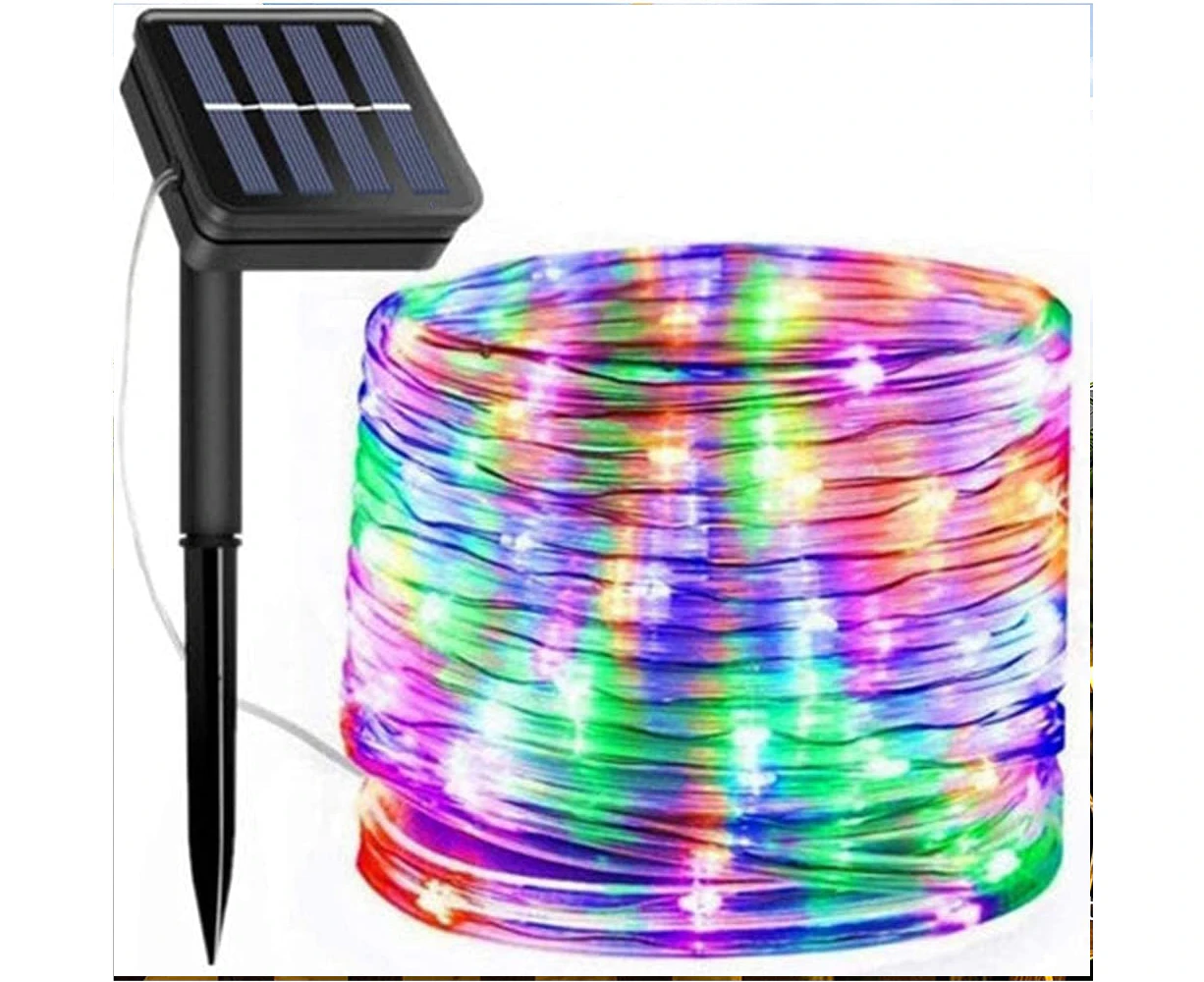 1 Pack Solar String Lights, 39ft 100LED, Garden Decor Outdoor Indoor Wedding Party Decor (PVC Pipe)-multicolor