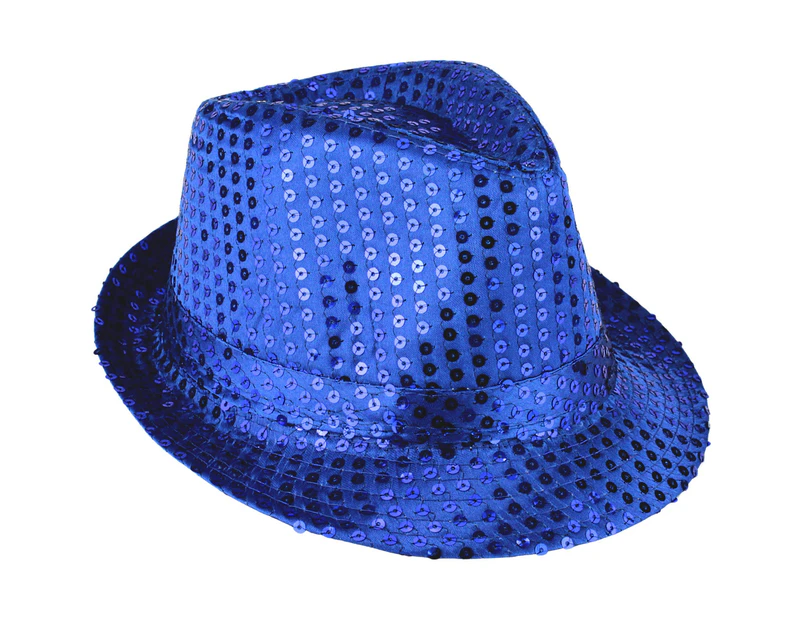 Adult Blue Sequin Trilby Hat