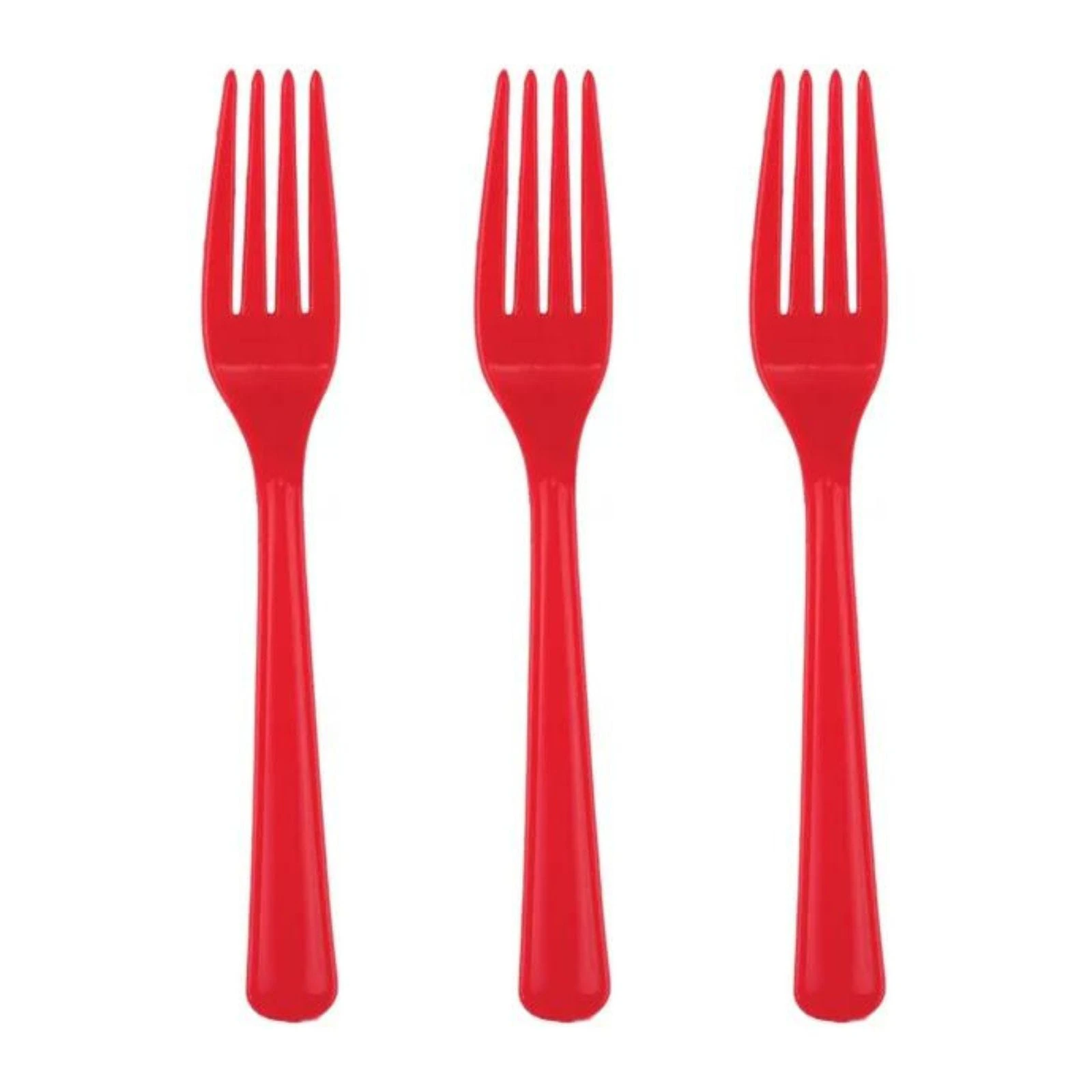 Red Reusable Plastic Forks (Pack of 20)