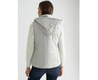 KATIES -  Fur Trimmed Detachable Hooded Sleeveless Puffer - Silver