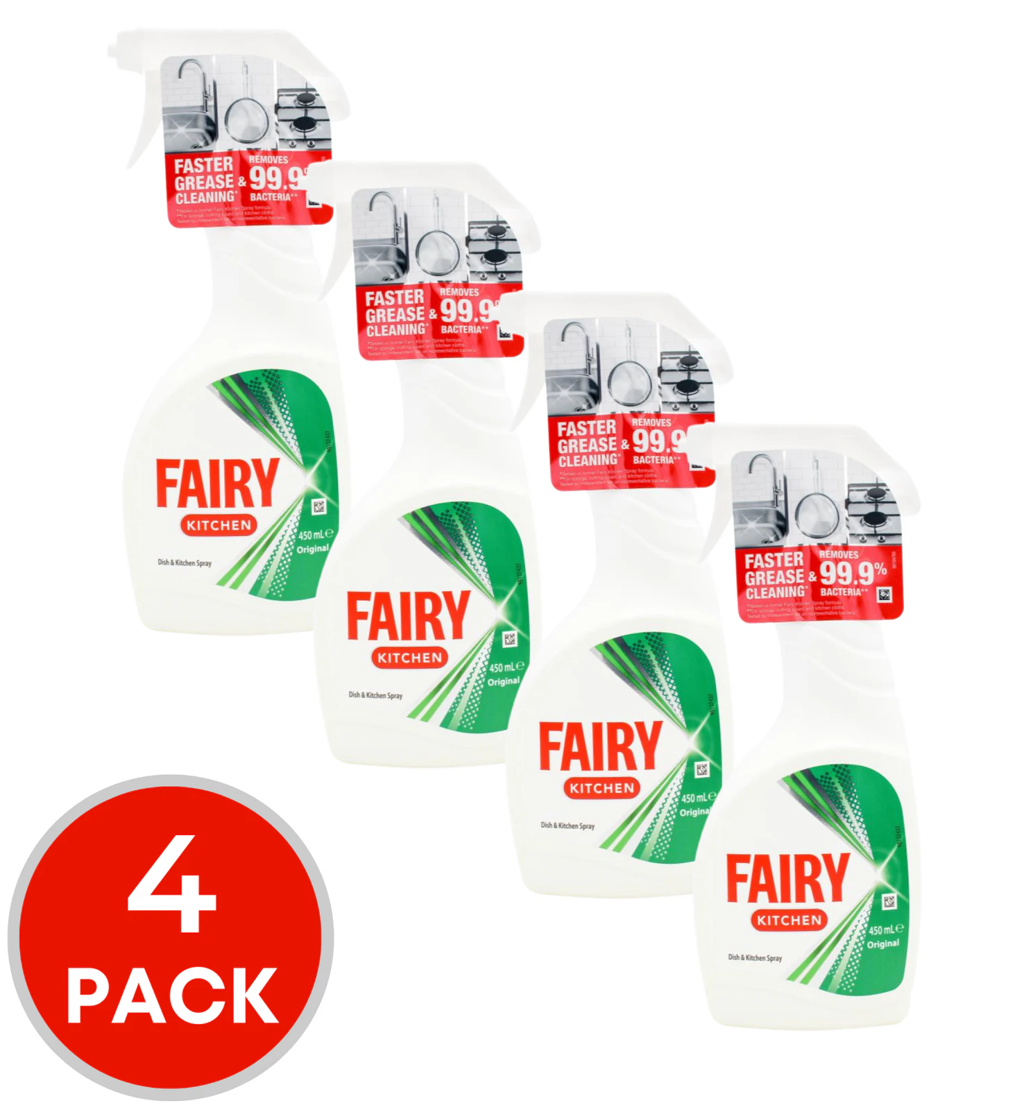 4 x Fairy Original Dish & Kitchen Spray 450mL