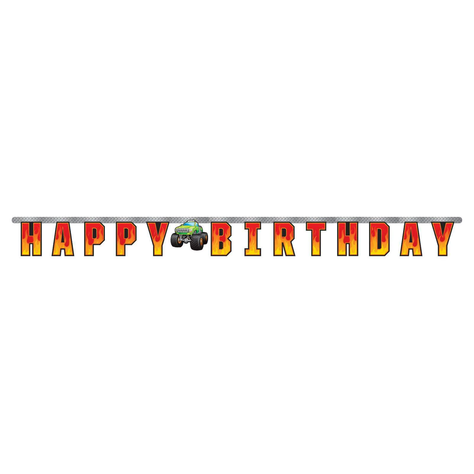 Monster Truck Rally Happy Birthday Banner