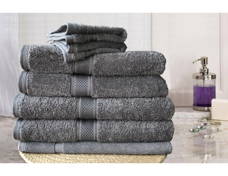 Nuvola 100% Premium Certified Egyptian Cotton Large Bath Towel Set | 7 or 14pc Sets - 10 Colours - Charcoal