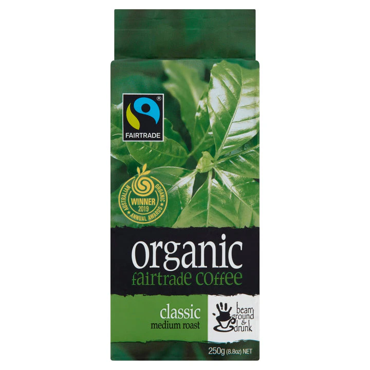 bean ground & drunk  Classic Organic Fairtrade 250g ground