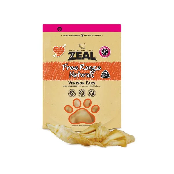 Venison Ears 125 gram Free Range Naturals Dog Treats by ZEAL