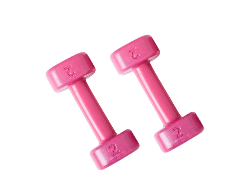 1 Pair 1.8KG Square Shaped Dumbbell Smooth Surface Woman Fitness Hand Weight Training Dumbbell for Yoga-Rose Red