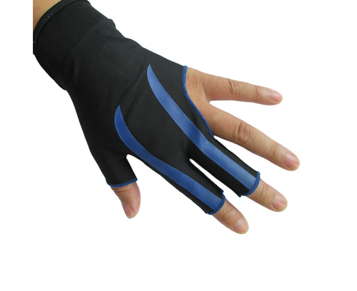 1Pc 3-Finger Elastic Anti-slip Billiard Game Snookers Pool Cue Shooters Glove Blue