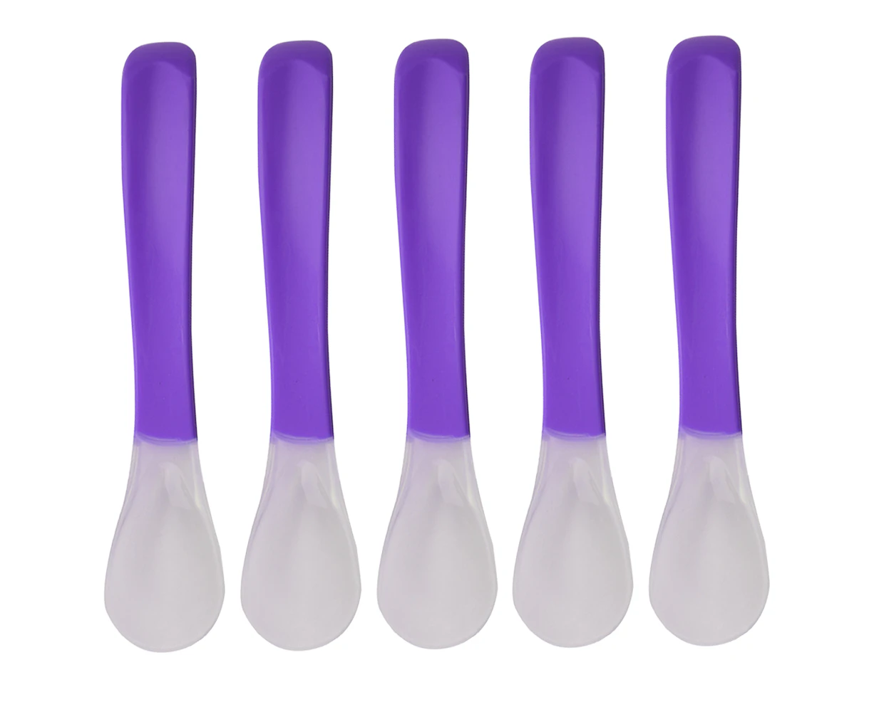 Soft Silicone Baby Spoons for First Stage Feeding, Essential Baby Utensils for Infants and Toddlers-Purple