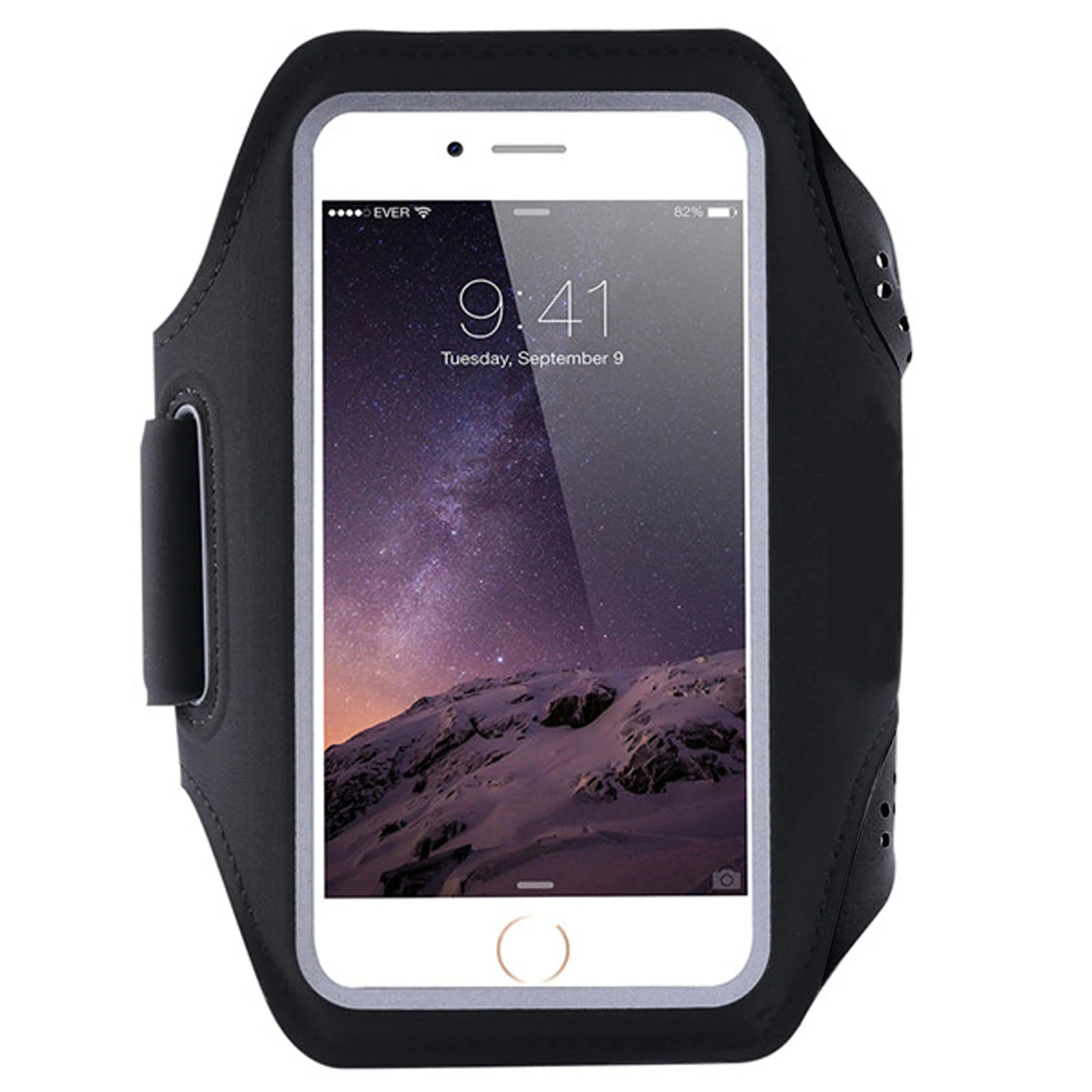 Universal Sports Jogging Running Arm Band Strap ID Phone Holder Armband < 6.5'' Black