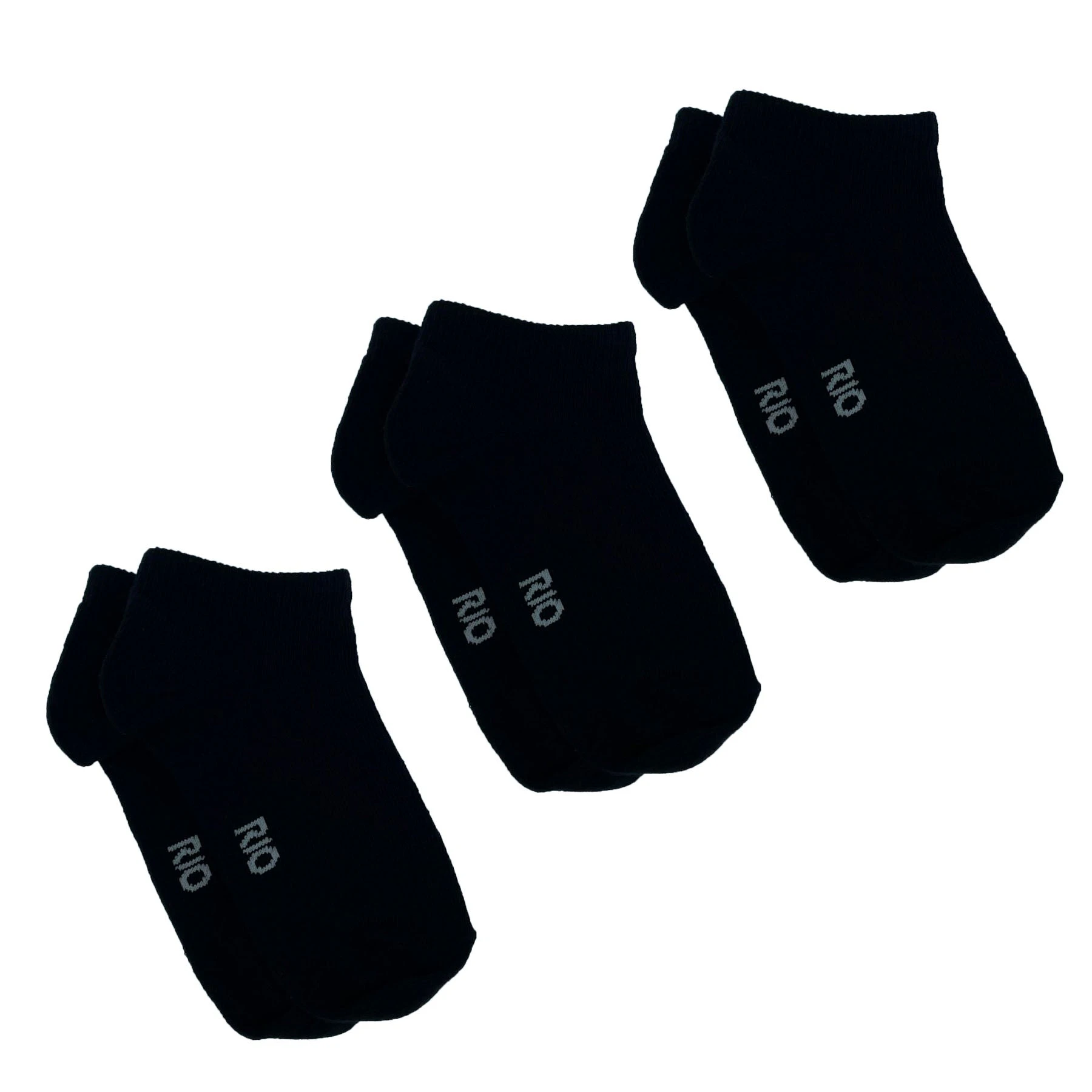 Rio 3 Pack Kids Trainer Cotton Rich School Boys Girls Black Low Cut Socks