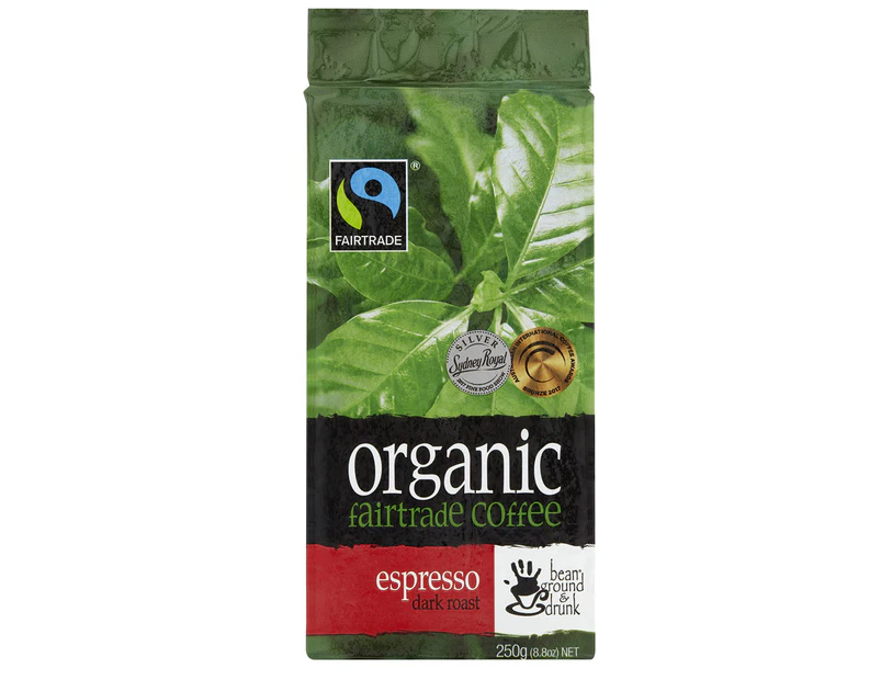 bean ground & drunk  Espresso  Organic Fairtrade 250g ground