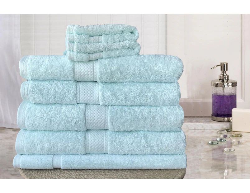 Nuvola 100% Premium Certified Egyptian Cotton Large Bath Towel Set | 7 or 14pc Sets - 10 Colours - Soft Aqua