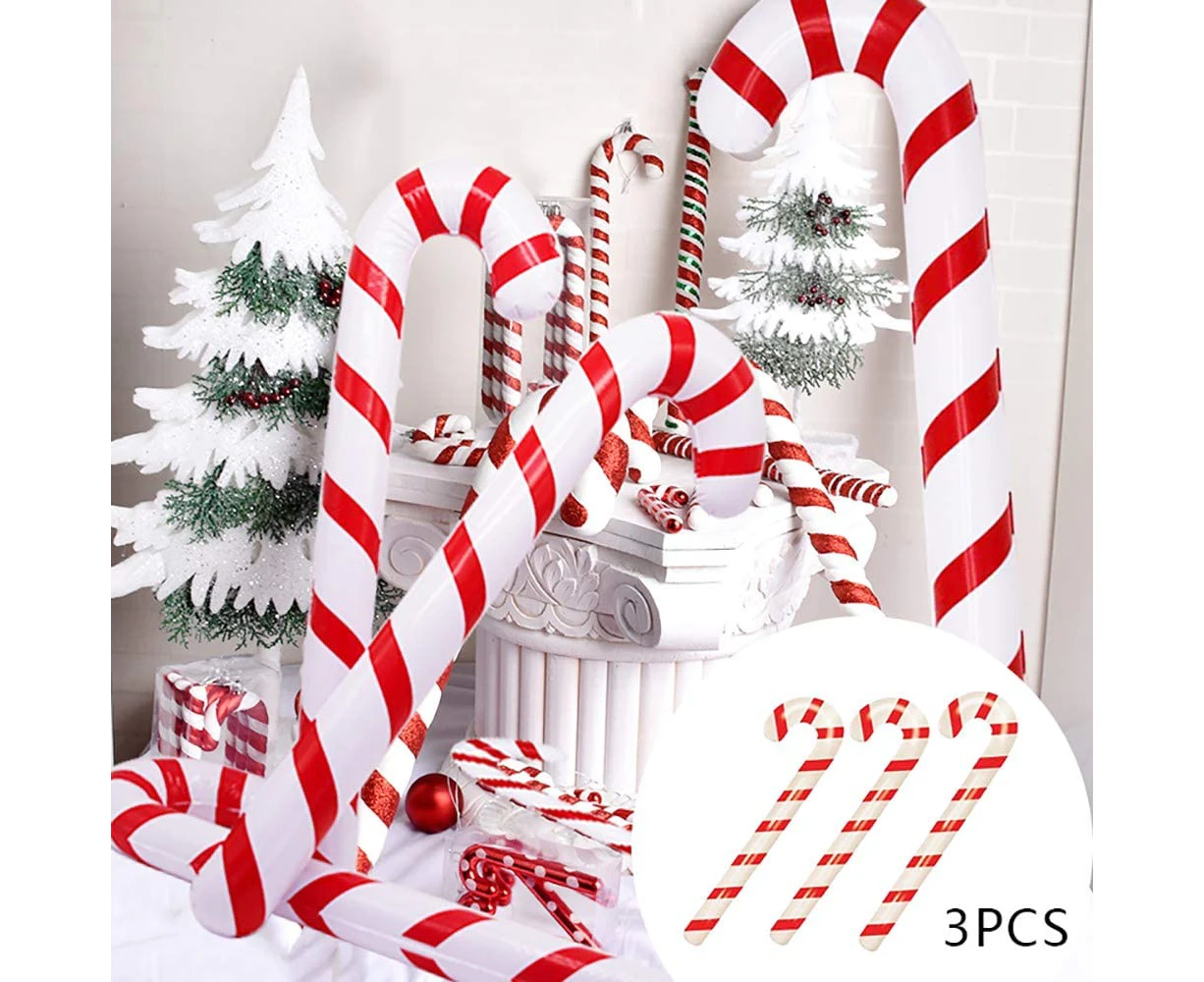 Kungfu Mall 3PCS 90CM Inflatable Novelty Canes Giant Candy Cane Inflatable Stick for Christmas Decoration